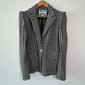 Walter Baker Black and White Houndstooth Blazer